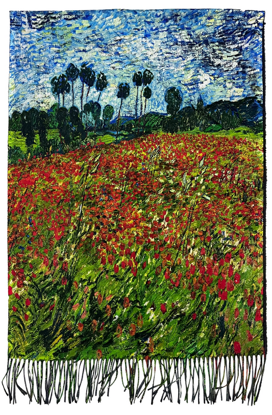 Van Gogh Poppy Field Art Print Wool Scarf