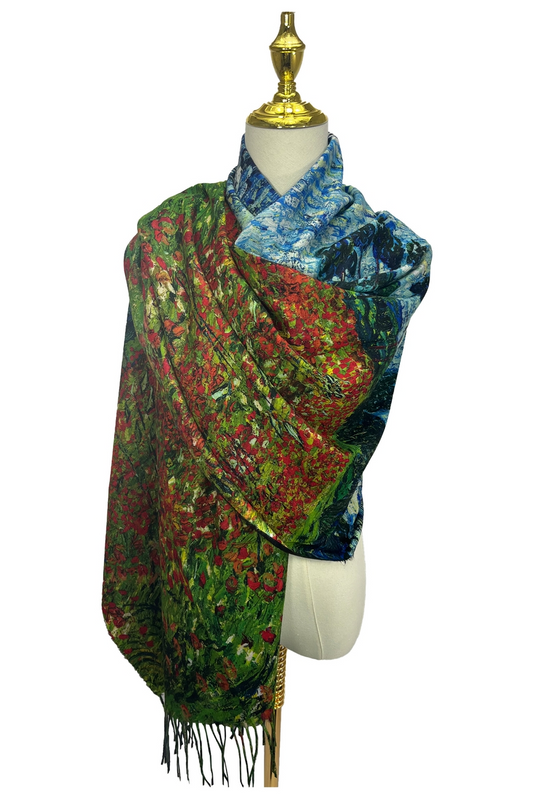 Van Gogh Poppy Field Art Print Wool Scarf