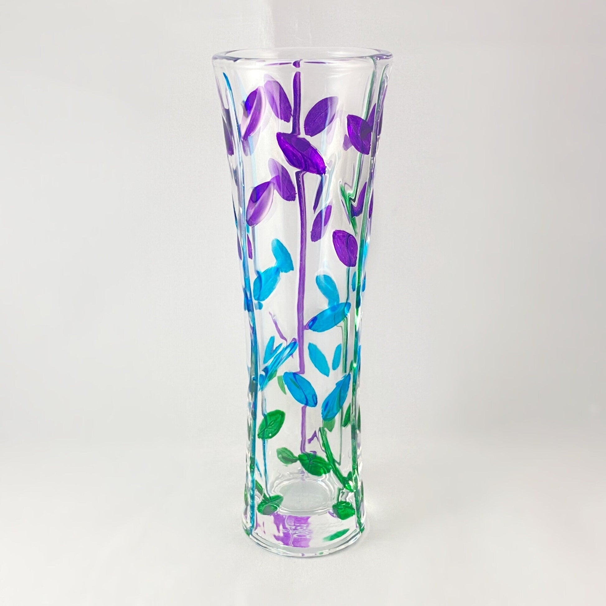 Purple/Blue/Green Tree of Life Venetian Glass Bud Vase - Handmade in Italy, Colorful Murano Glass Vase