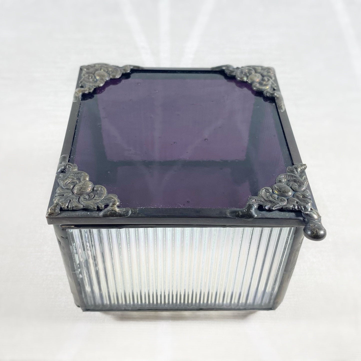 Purple Stained Glass Decorative Keepsake Jewelry Box