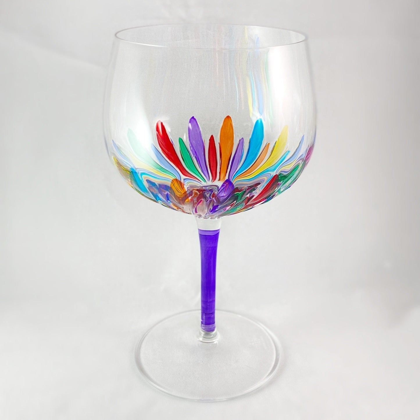 Purple Stem Incanto Large Venetian Wine/Gin Glass - Handmade in Italy, Colorful Murano Glass