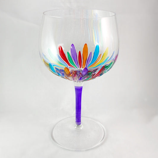 Purple Stem Incanto Large Venetian Wine/Gin Glass - Handmade in Italy, Colorful Murano Glass