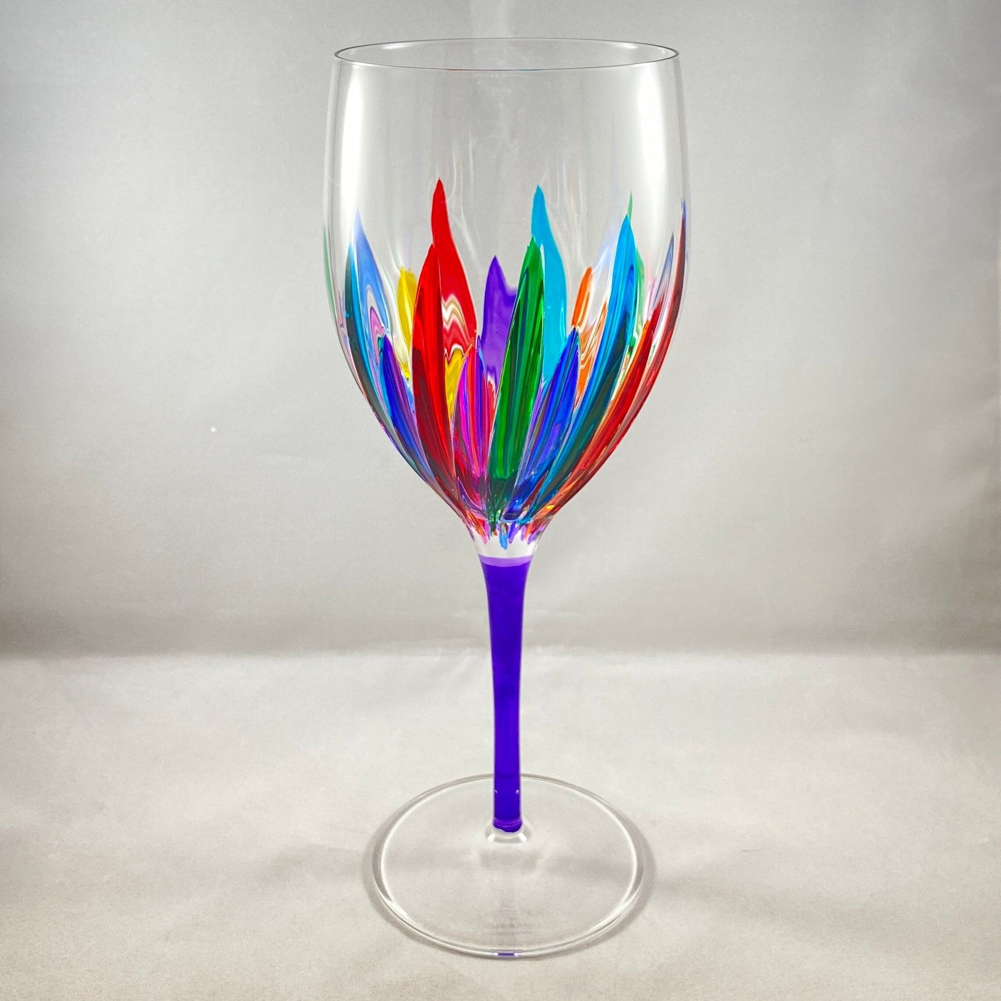 Purple Stem Incanto Venetian Glass Wine Glass - Handmade in Italy, Colorful Murano Glass