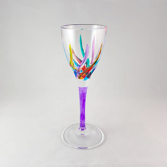 Purple Stem Venetian Glass Trix Cordial Liquor Glass - Handmade in Italy, Colorful Murano Glass