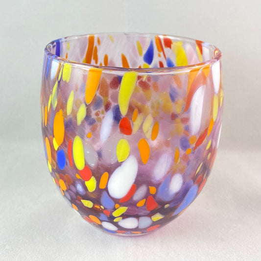 Purple Venetian Glass Stemless Wine Glass - Handmade in Italy, Colorful Murano Glass