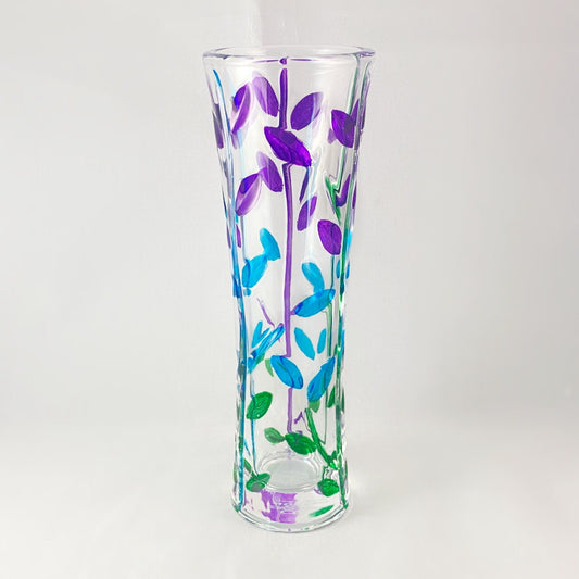 Purple/Blue/Green Tree of Life Venetian Glass Bud Vase - Handmade in Italy, Colorful Murano Glass Vase