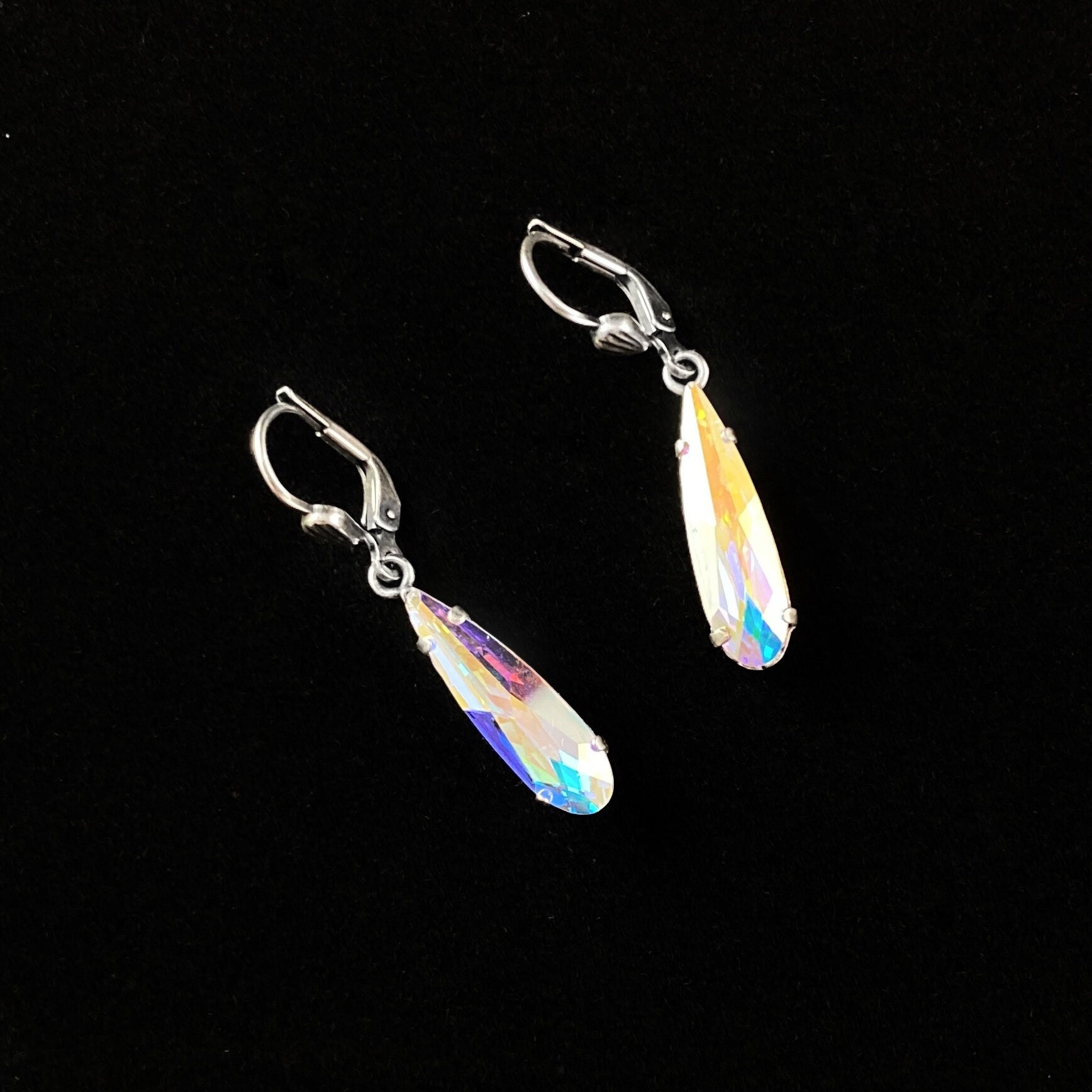 Rainbow Opal Swarovski Crystal Drop Earrings - La Vie Parisienne by Catherine Popesco