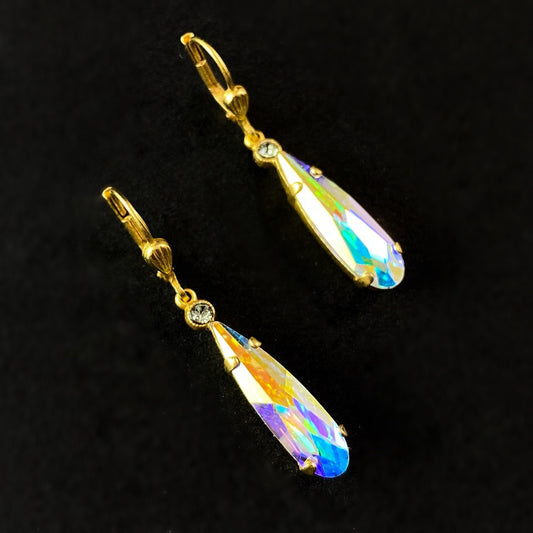 Rainbow Opal Swarovski Crystal Drop Earrings - La Vie Parisienne by Catherine Popesco