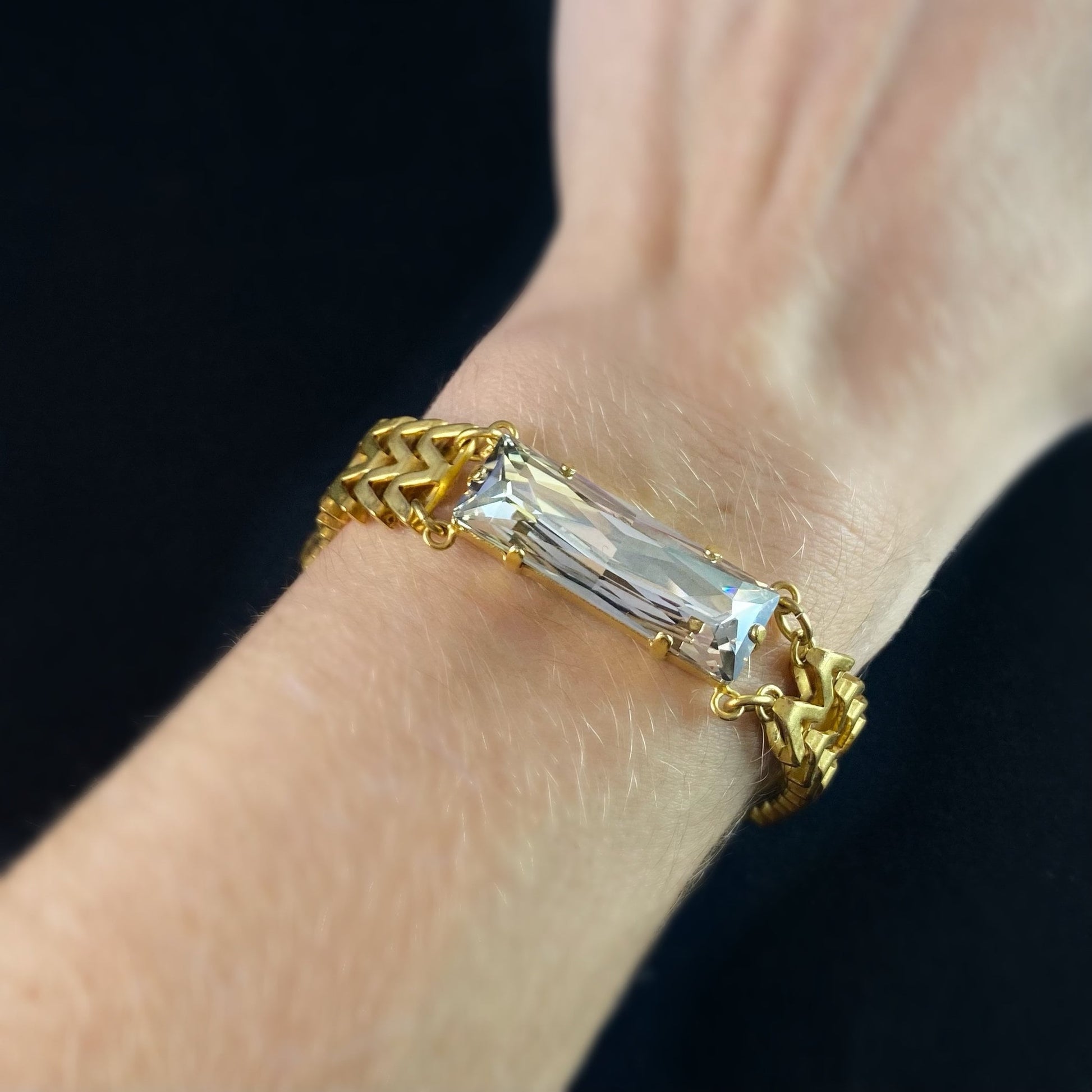 Rectangle Cut Clear Swarovski Crystal Bracelet - La Vie Parisienne by Catherine Popesco