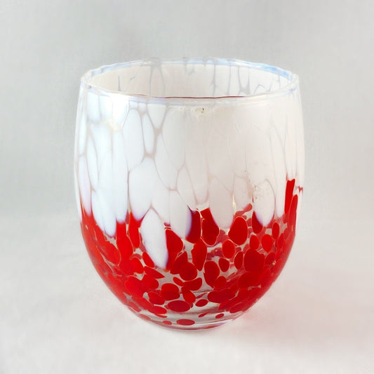 Red Bi-Color Stemless Venetian Wine Glass - Handmade in Italy, Colorful Murano Glass