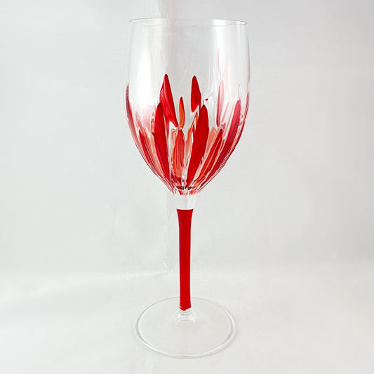 Red Holiday Incanto Venetian Glass Wine Glass - Handmade in Italy, Colorful Murano Glass