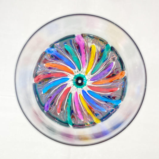 Red Stem Incanto Venetian Glass Champagne Flute - Handmade in Italy, Colorful Murano Glass