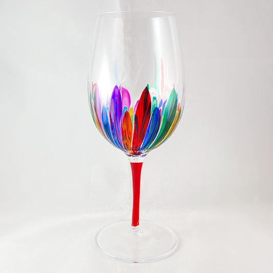 Red Stem Incanto Venetian Glass Spritz Glass - Handmade in Italy, Colorful Murano Glass