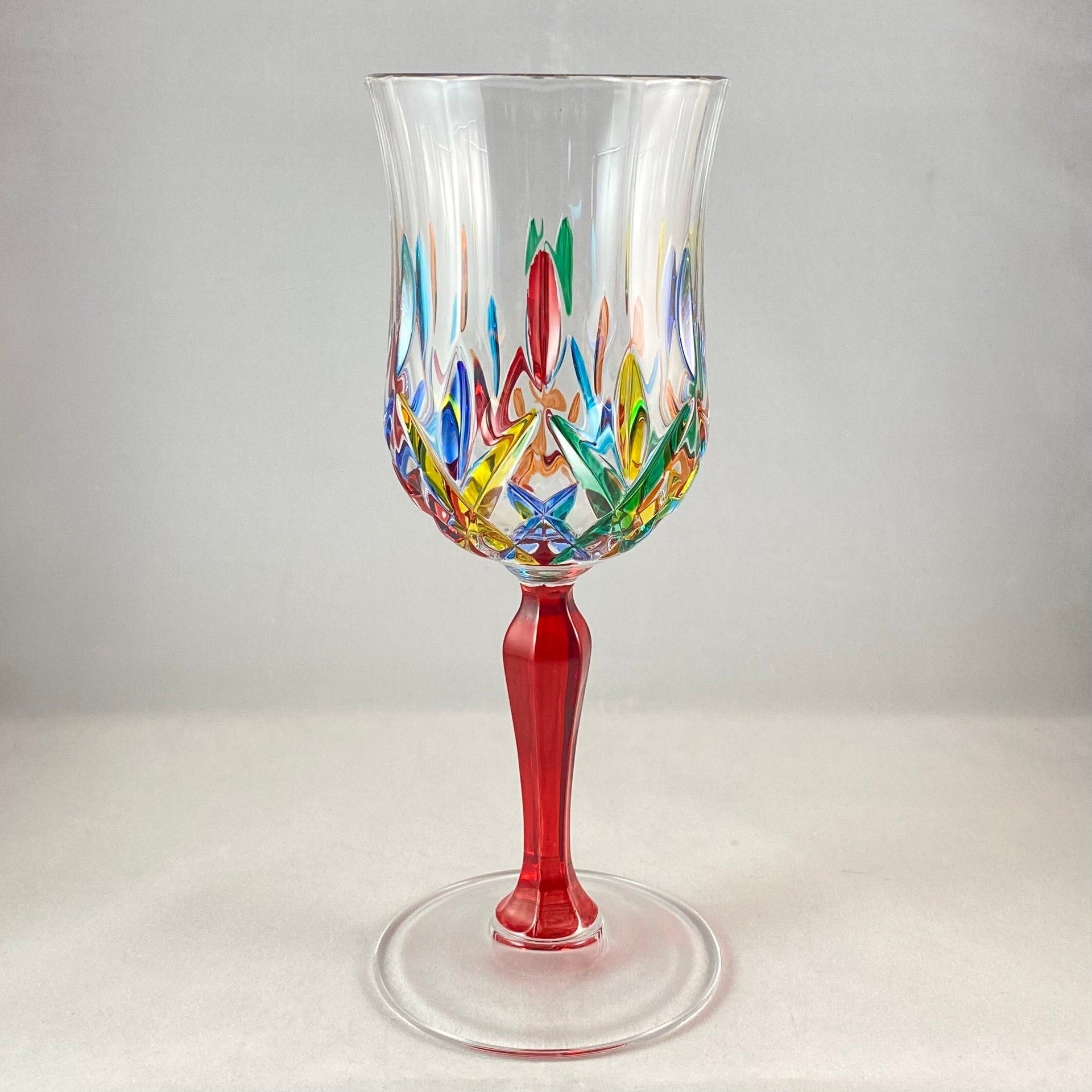Red Stem Opera Venetian Glass Wine Glass