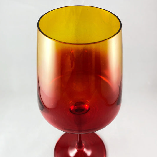 Red/Yellow Ombre Gradient Venetian Glass Wine Glass - Handmade in Italy, Colorful Murano Glass