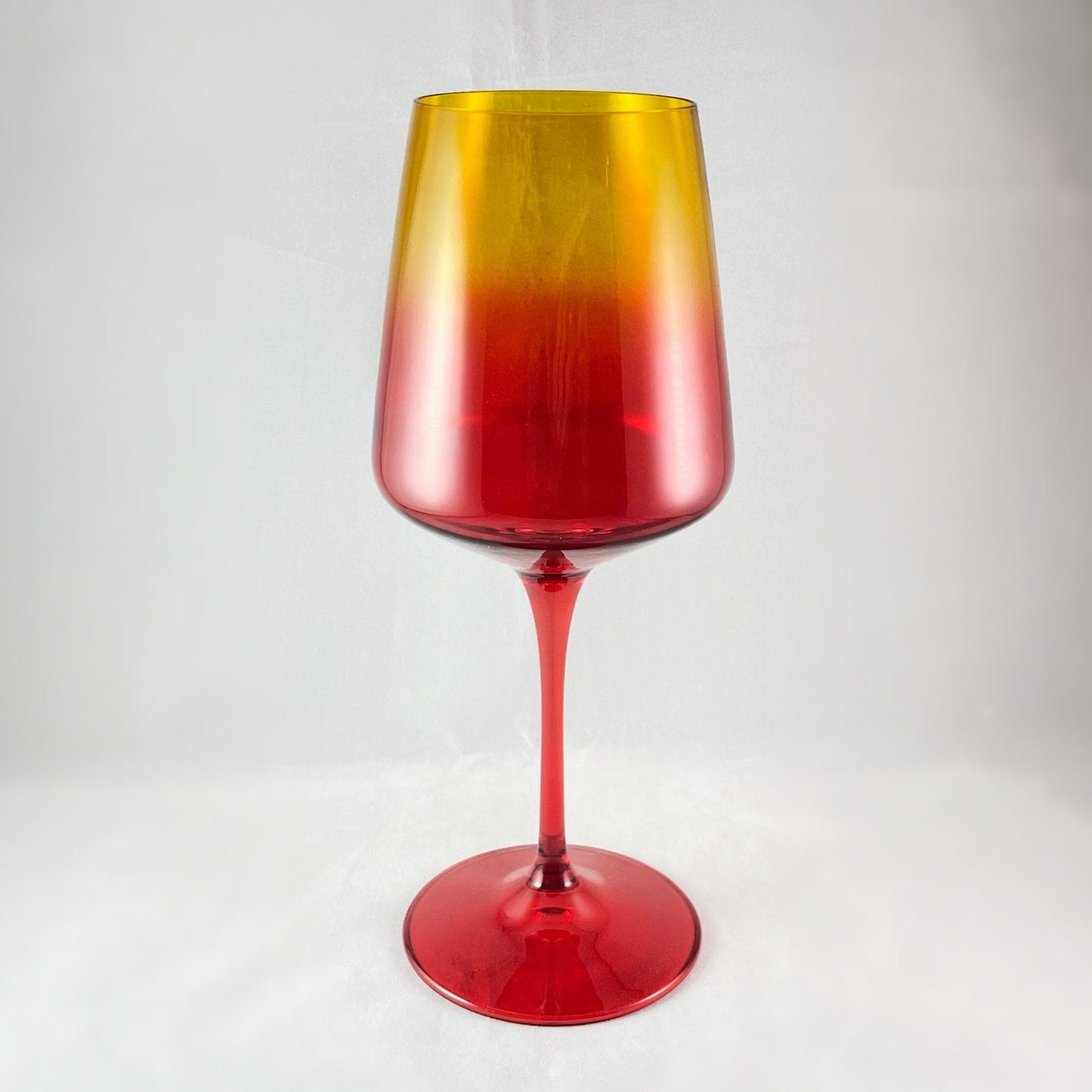 Red/Yellow Ombre Gradient Venetian Glass Wine Glass - Handmade in Italy, Colorful Murano Glass