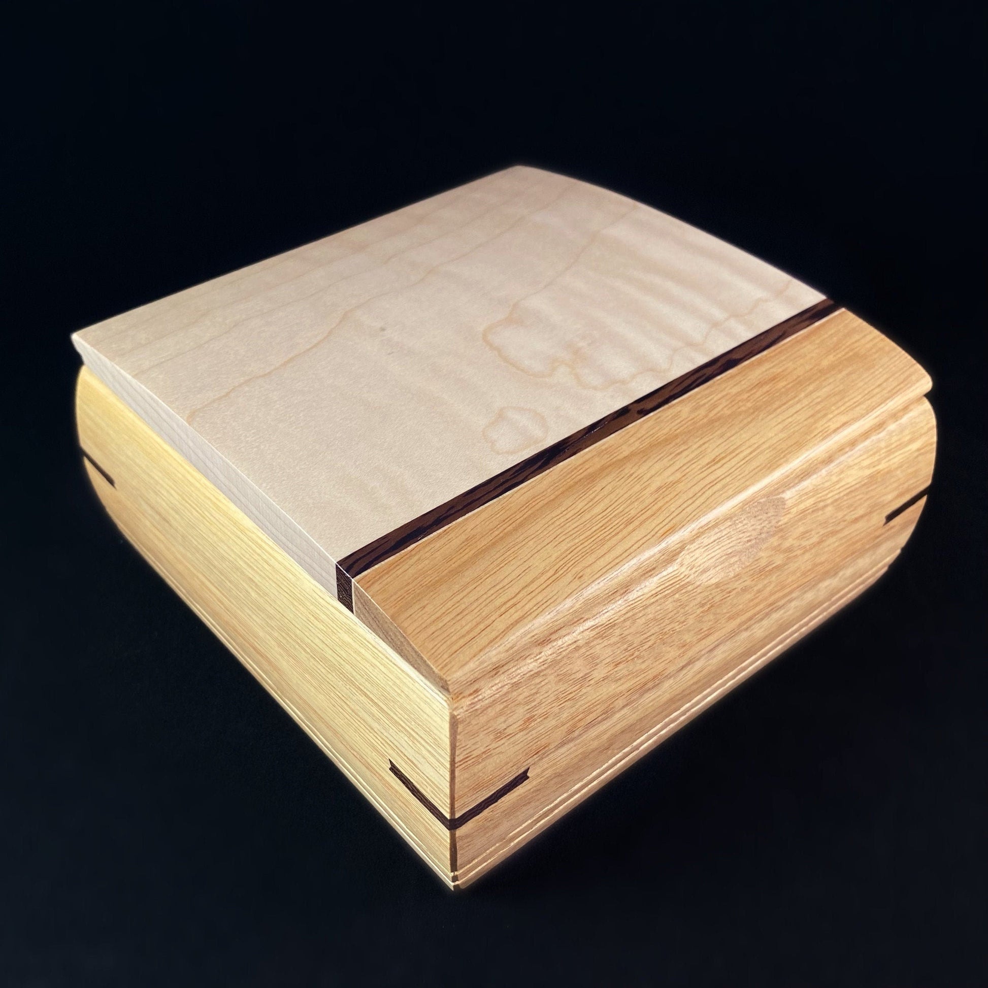 Ring Bearer Box with Canary Wood, Curly Maple, Wenge - Made in USA