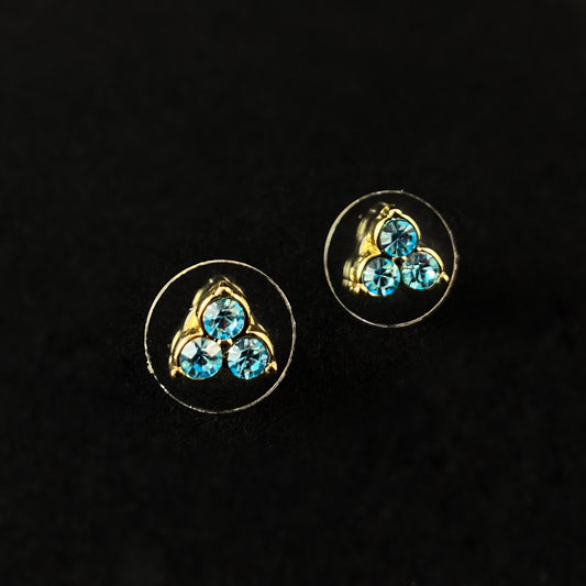 Rock Candy Sparkle Stud Earrings - Teal Blue - Earrings