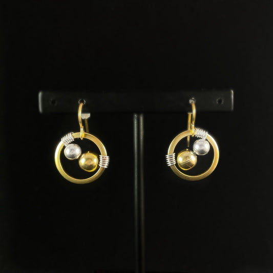 Handmade Double Bead Dangle Earrings, Made in USA