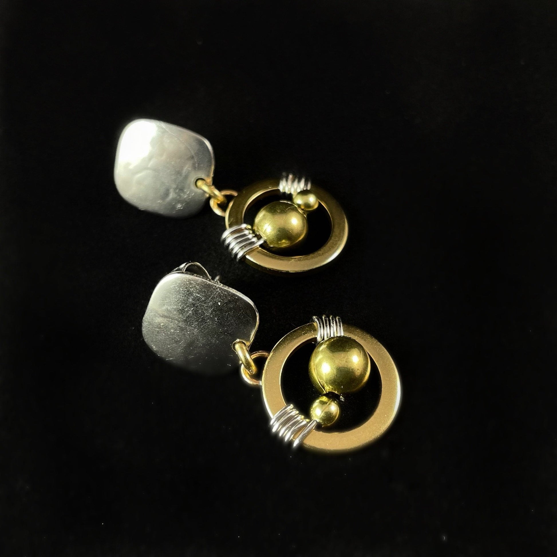 Handmade Double Bead Dangle Earrings, Made in USA
