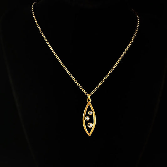 Rook and Crow Handmade Gold Leaf Necklace with Crystals - Rain