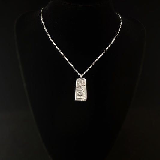 Rook and Crow Handmade Silver Asymmetrical Rectangle Necklace with Crystals - Judith