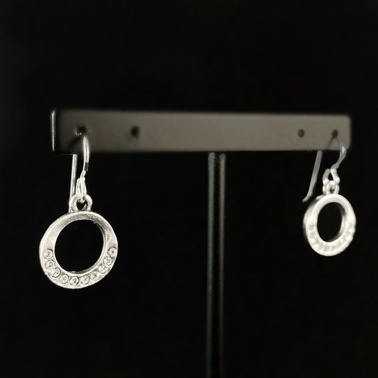 Rook and Crow Handmade Silver Circle Earrings with Crystals