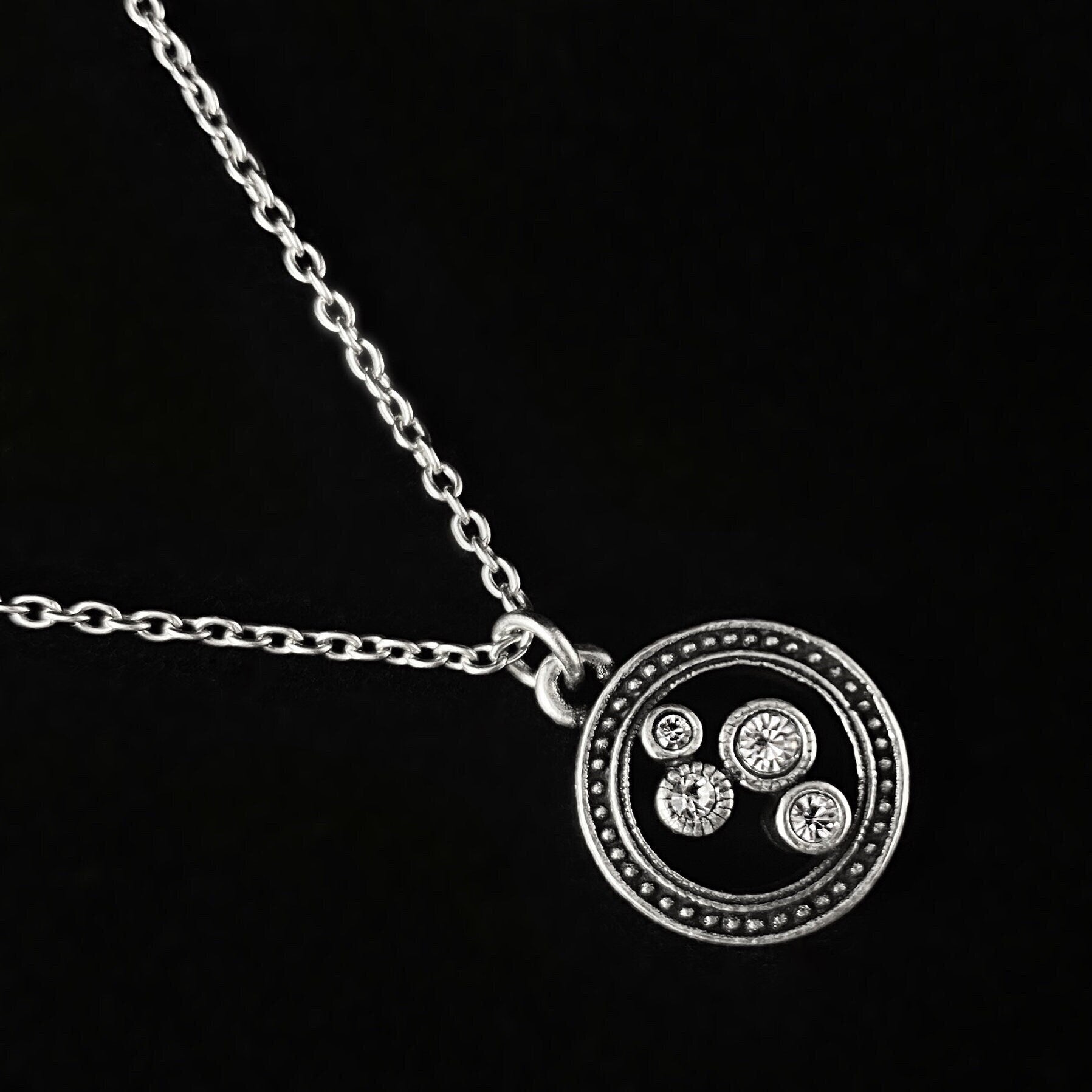 Rook and Crow Handmade Silver Circle Pendant Necklace with Cluster ...