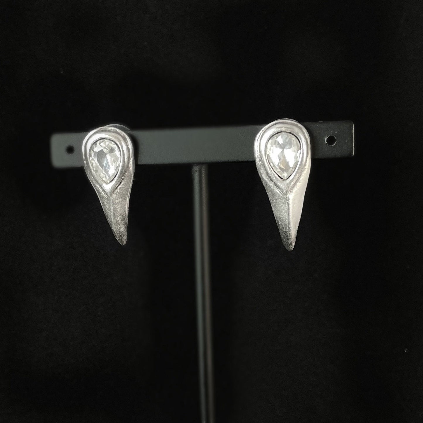 Handmade Silver Earrings with Crystals, Nickel Free