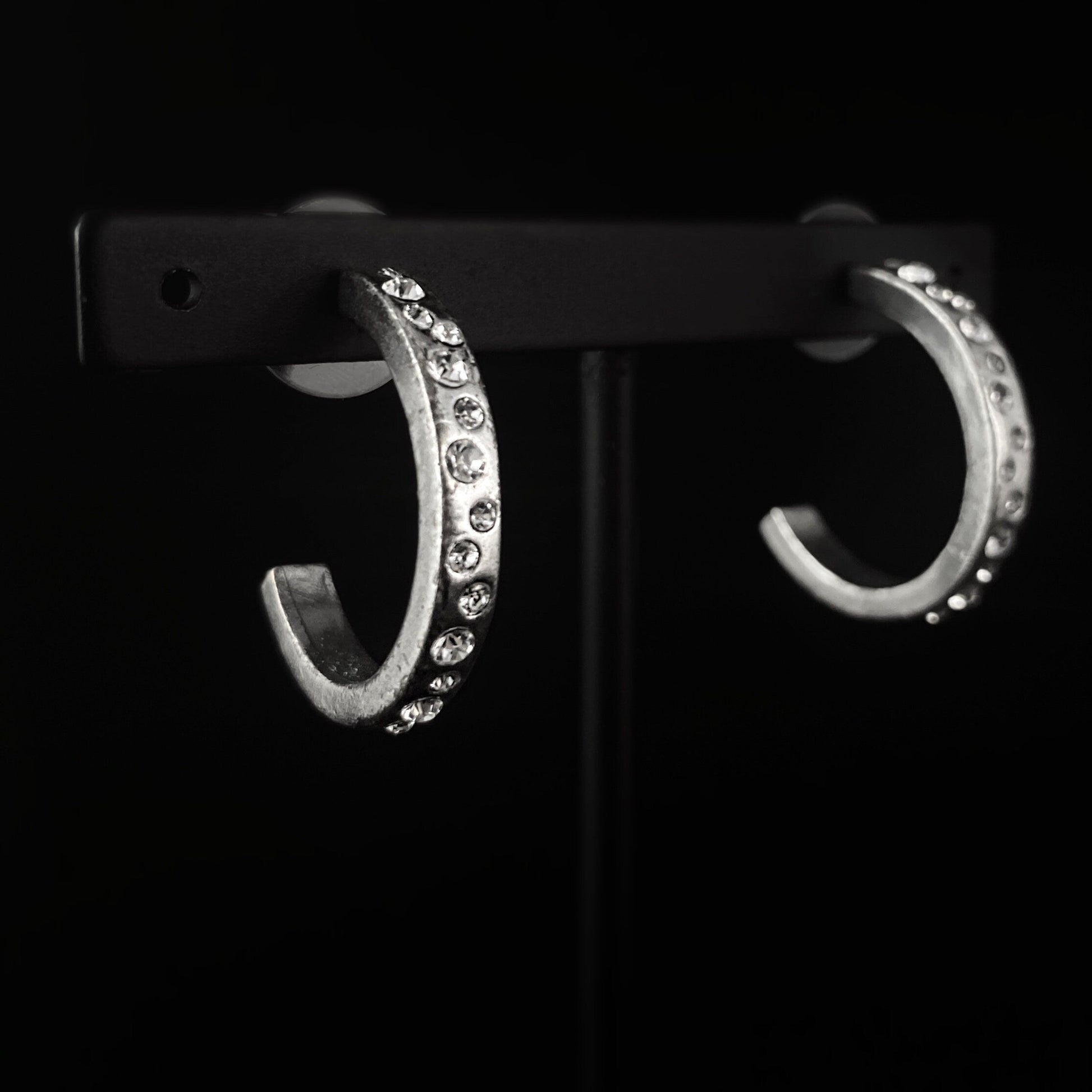 Rook and Crow Handmade Silver Hoop Shine Earrings with Crystals - Sprinklers