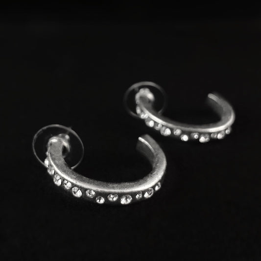 Rook and Crow Handmade Silver Hoop Shine Earrings with Crystals - Sprinklers