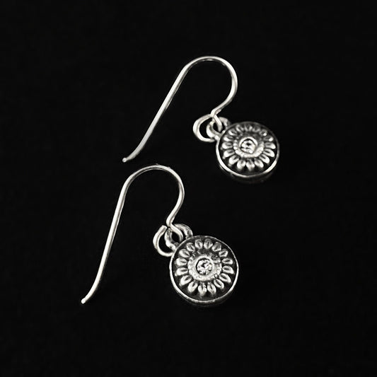 Rook and Crow Handmade Silver Sunflower with Crystals Center Accent, Made in USA - Sunflower