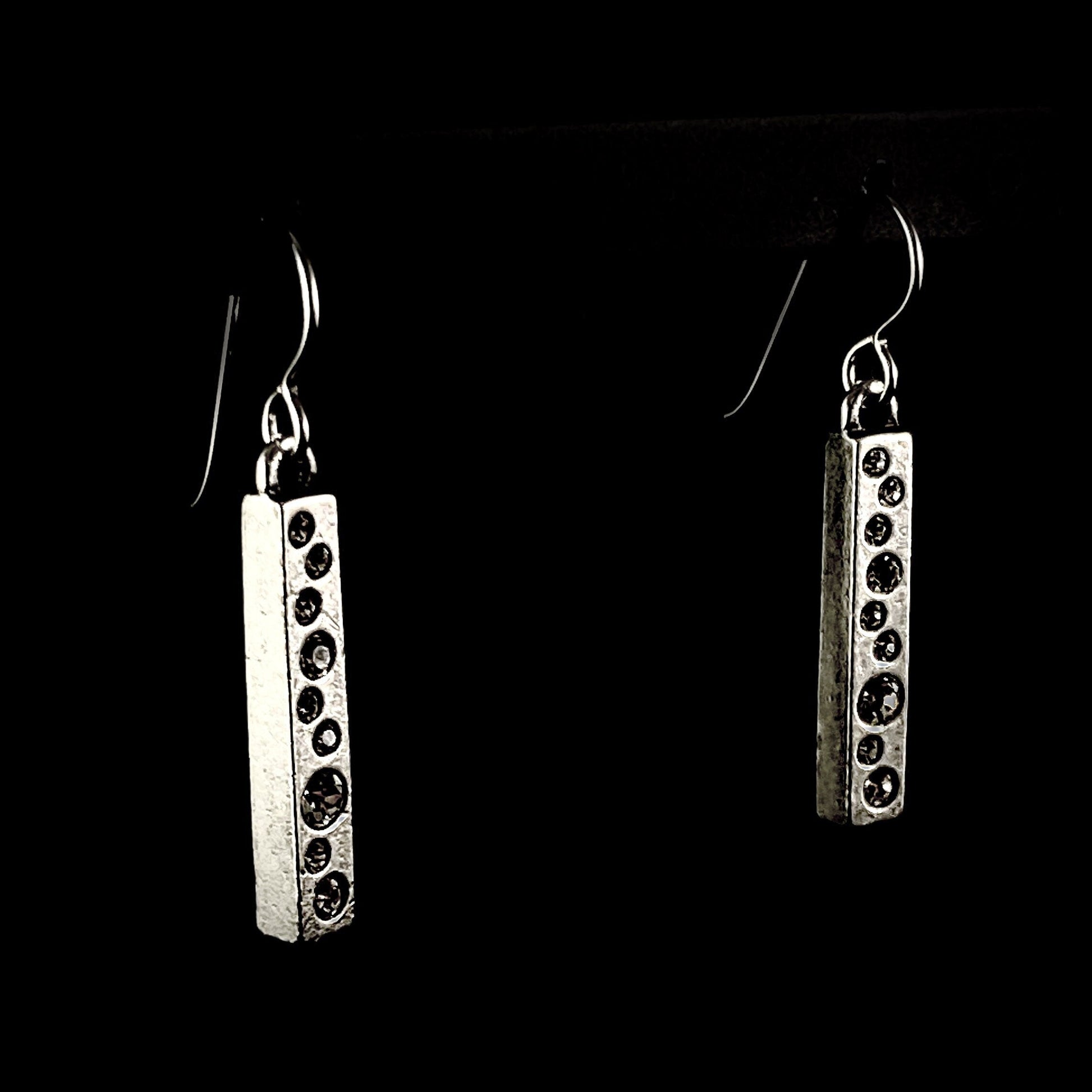 Rook and Crow Handmade Silver Tower Earrings with Scattered Crystals - Waterfall
