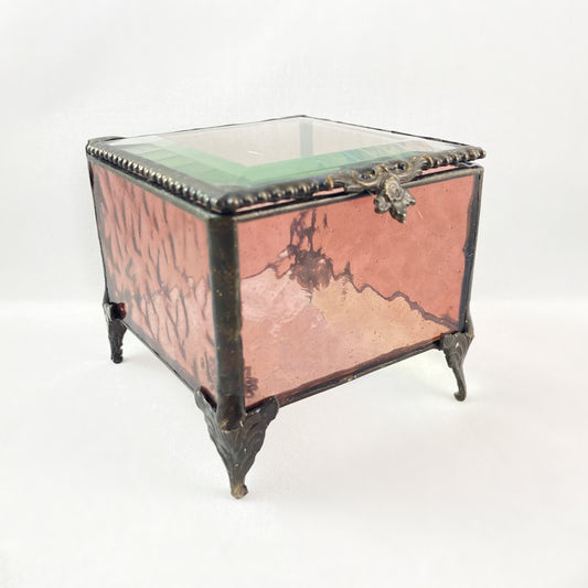 Rose Pink Jewelry Box - Stained Glass Keepsake box