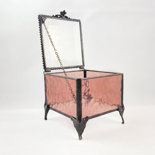 Rose Pink Jewelry Box - Stained Glass Keepsake box
