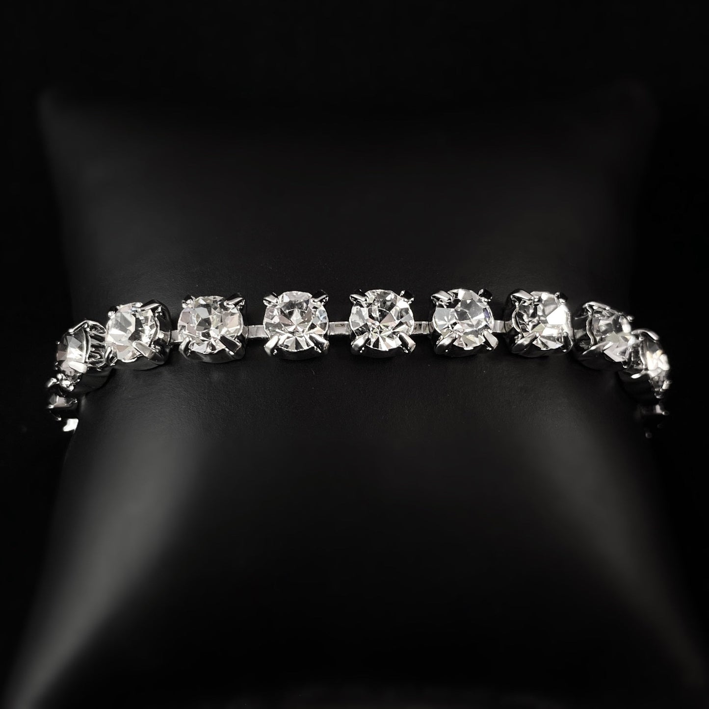 Round Cut Clear and Black Crystal Tennis Bracelet Shaughna -