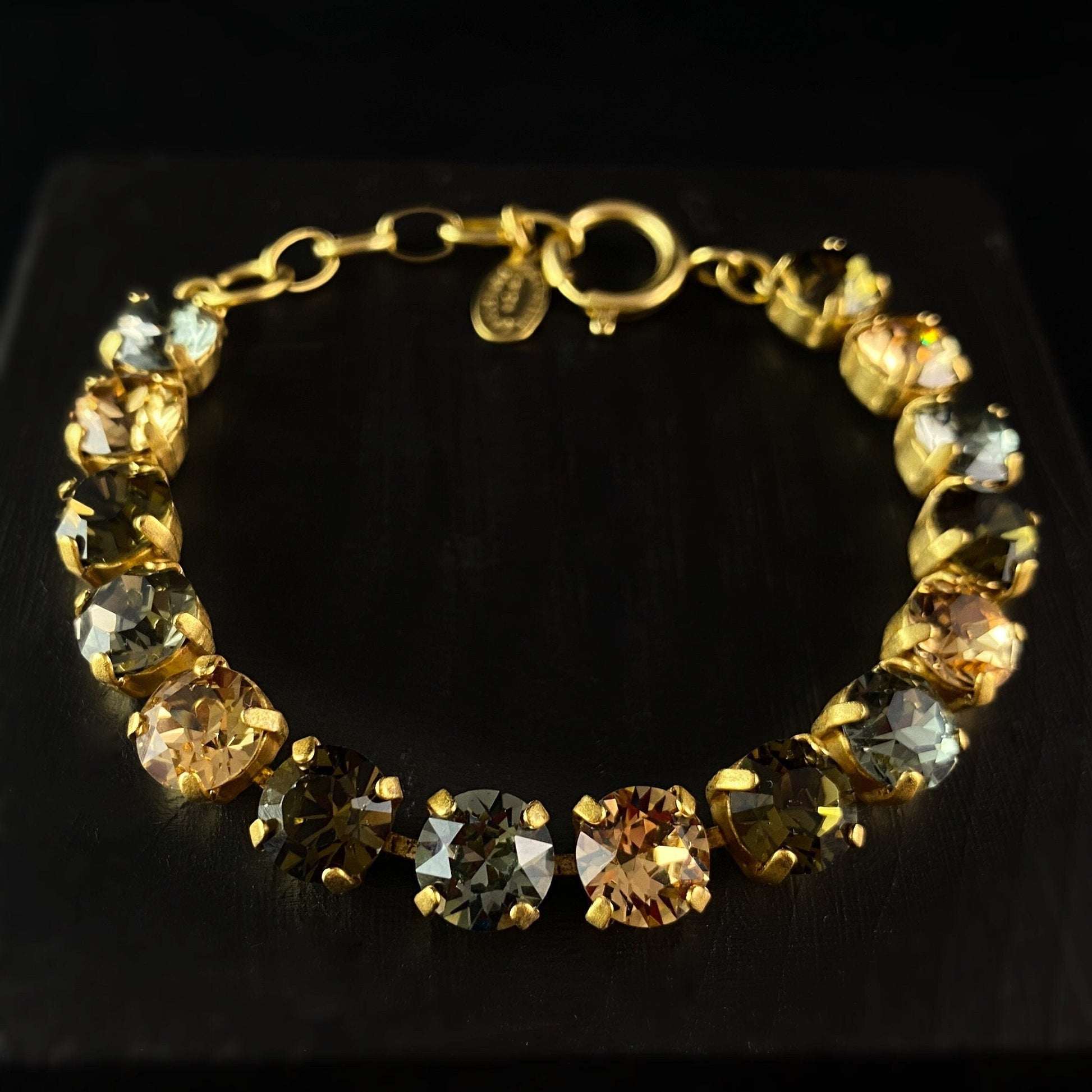 Round Cut Swarovski Crystal Bracelet, Brown, Champagne, and Gray - La Vie Parisienne by Catherine Popesco