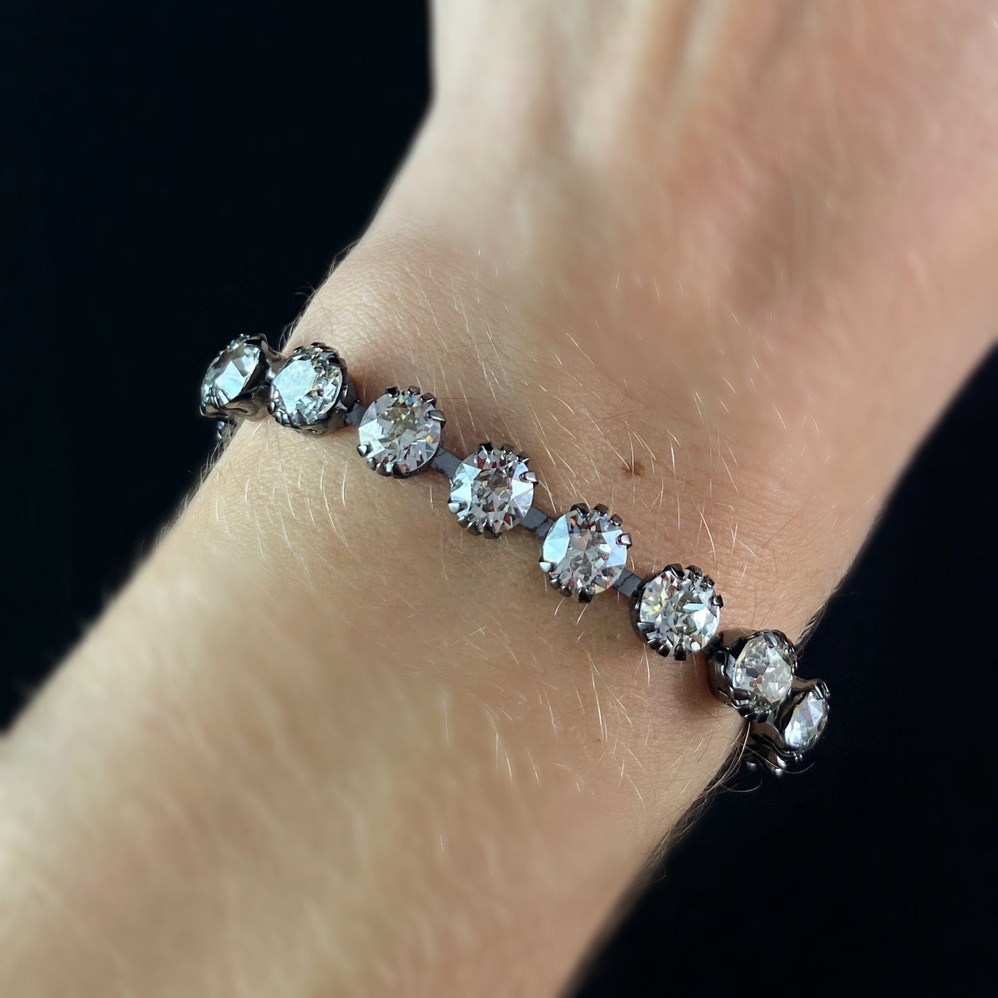 Round Cut Swarovski Crystal Bracelet, Clear - La Vie Parisienne by Catherine Popesco