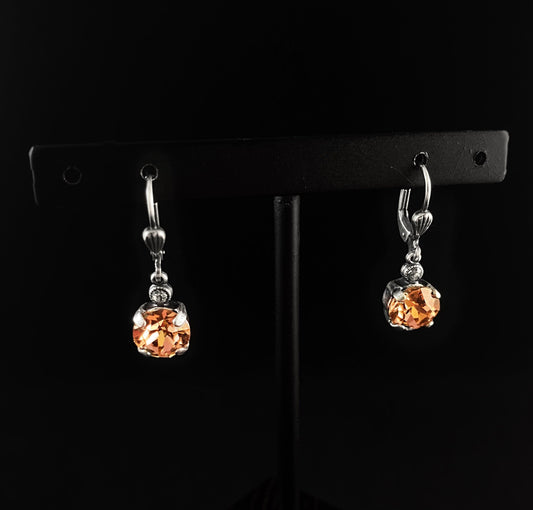 Round Cut Swarovski Crystal Drop Earrings, Champagne Pink - La Vie Parisienne by Catherine Popesco