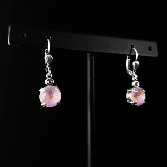 Round Cut Swarovski Crystal Drop Earrings, Cotton Candy Pink - La Vie Parisienne by Catherine Popesco