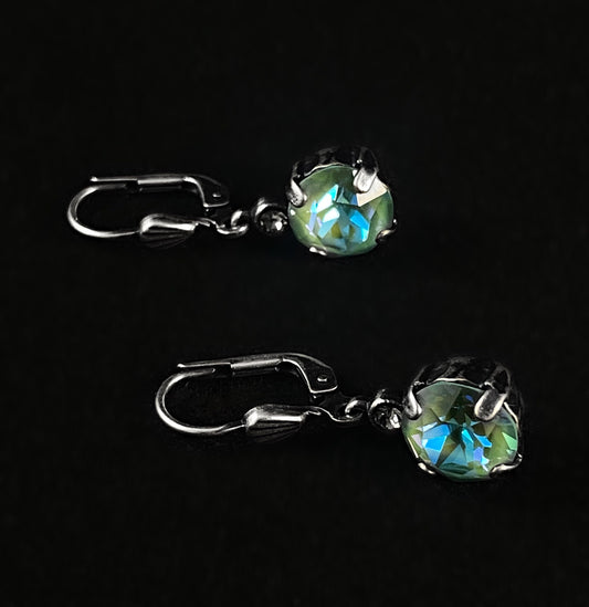 Round Cut Swarovski Crystal Drop Earrings, Blue/Green - La Vie Parisienne by Catherine Popesco