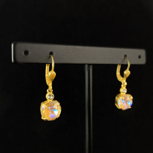 Round Cut Swarovski Crystal Drop Earrings, Orange/Purple - La Vie Parisienne by Catherine Popesco