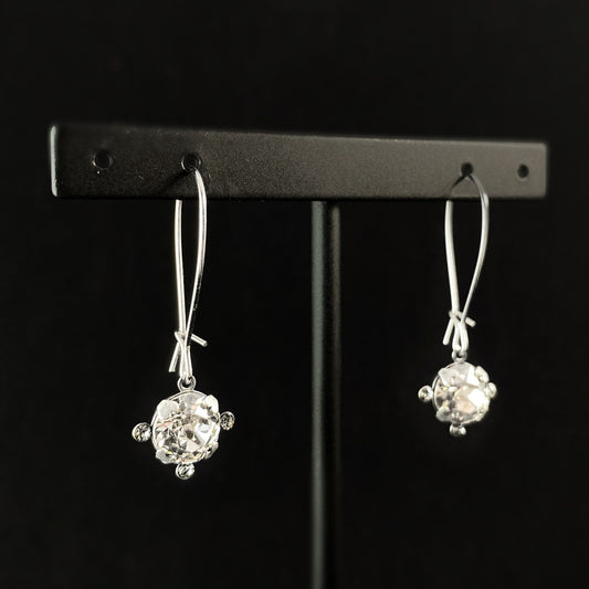 Round Cut Swarovski Crystal Earrings, Clear - La Vie Parisienne by Catherine Popesco