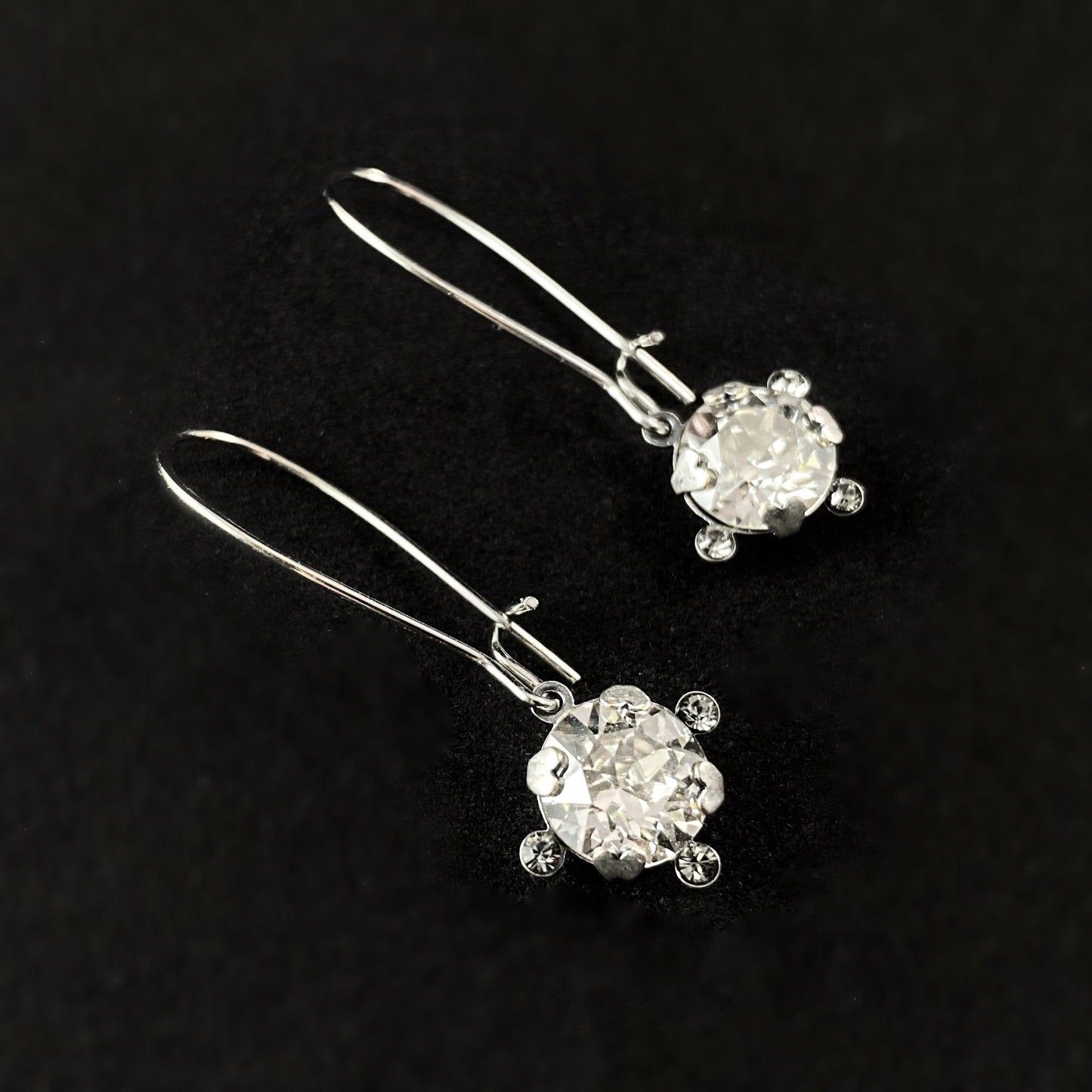 Round Cut Swarovski Crystal Earrings, Clear - La Vie Parisienne by Catherine Popesco