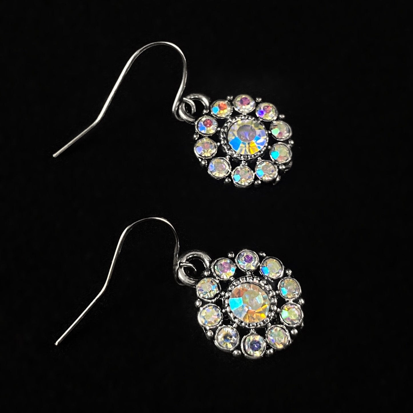 Round Iridescent Swarovski Crystal Earrings - VBC
