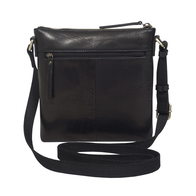 Rue Black Polished Vegetable Tanned Real Leather Crossbody