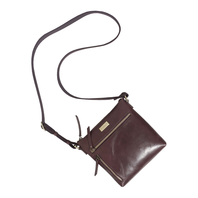 Rue Plum Waxy Vegetable Tanned Real Leather Crossbody Bag