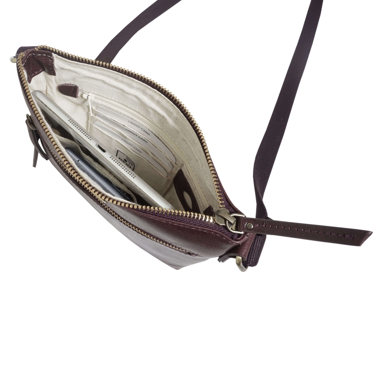 Rue Plum Waxy Vegetable Tanned Real Leather Crossbody Bag