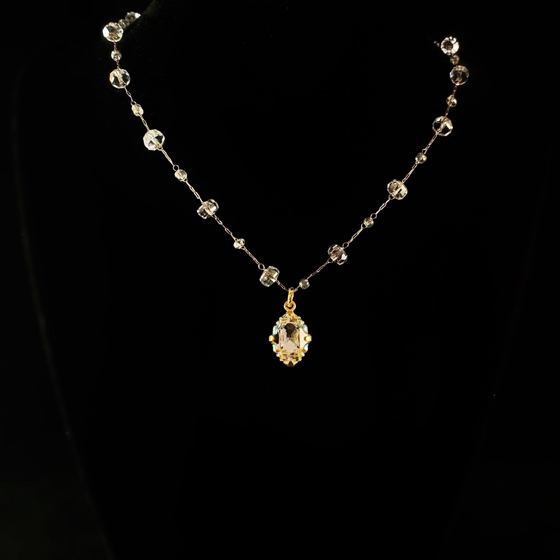 Satellite Chain Beaded Swarovski Crystal Necklace - La Vie Parisienne by Catherine Popesco