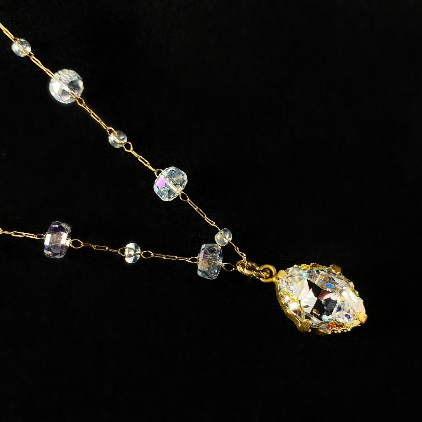 Satellite Chain Beaded Swarovski Crystal Necklace - La Vie Parisienne by Catherine Popesco